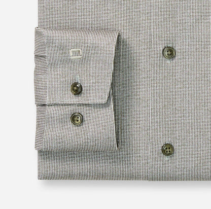 OLYMP JERSEY LANGARM HEMD MODERN FIT GRAU-GRÜN