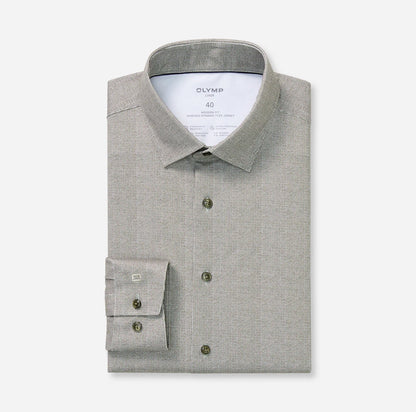 OLYMP JERSEY LANGARM HEMD MODERN FIT GRAU-GRÜN
