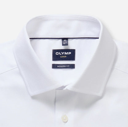 OLYMP LUXOR MODERN FIT FAUX UNI LANGARM HEMD WEISS