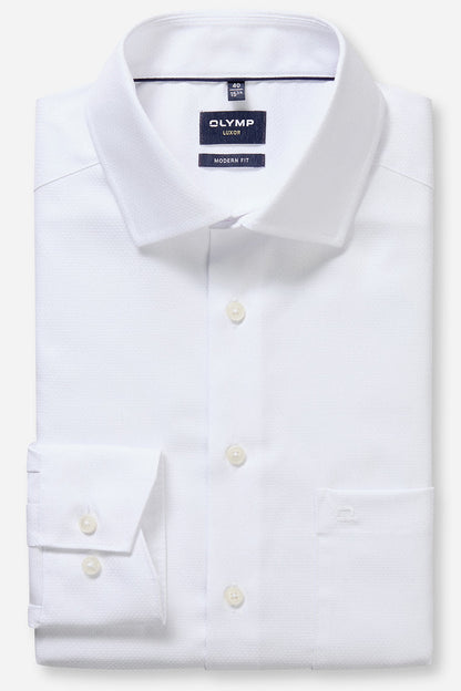 OLYMP LUXOR MODERN FIT FAUX UNI LANGARM HEMD WEISS