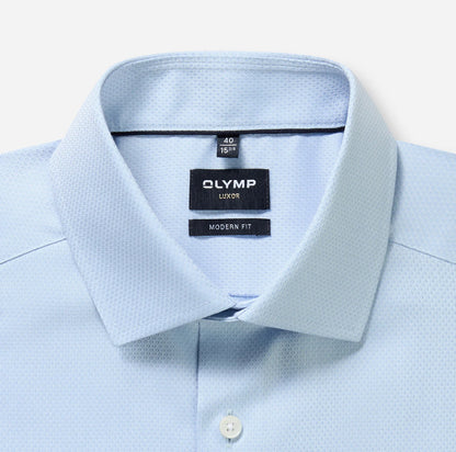 OLYMP LUXOR MODERN FIT FAUX UNI LANGARM HEMD HELLBLAU