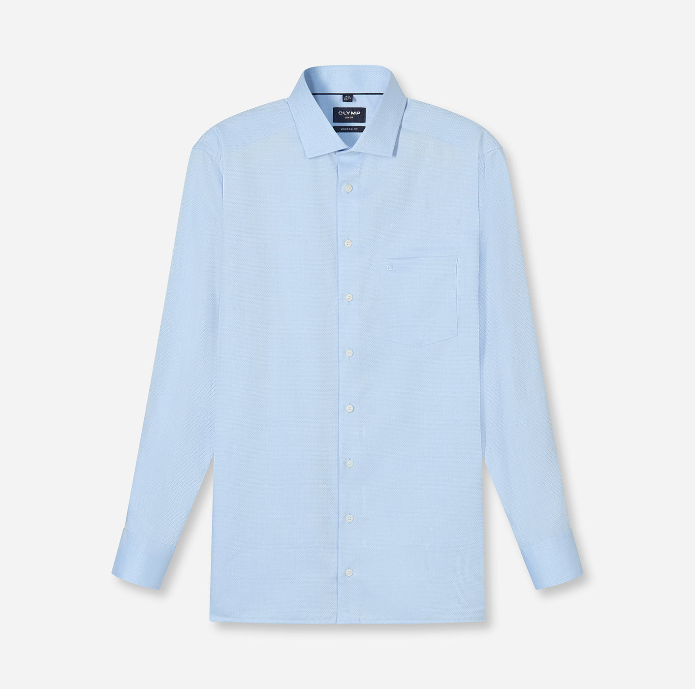 OLYMP LUXOR MODERN FIT FAUX UNI LANGARM HEMD HELLBLAU