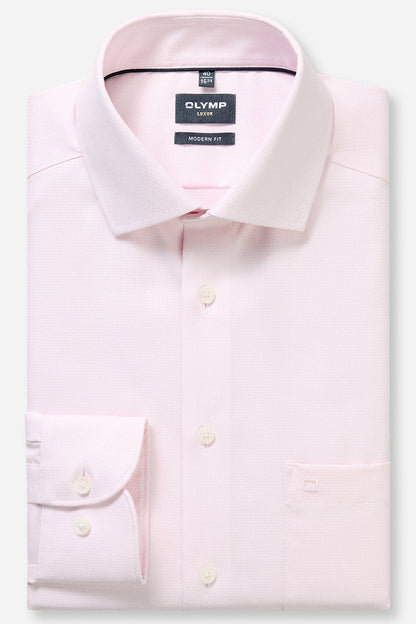 OLYMP LUXOR MODERN FIT FAUX UNI LANGARM HEMD HELLROSÉ