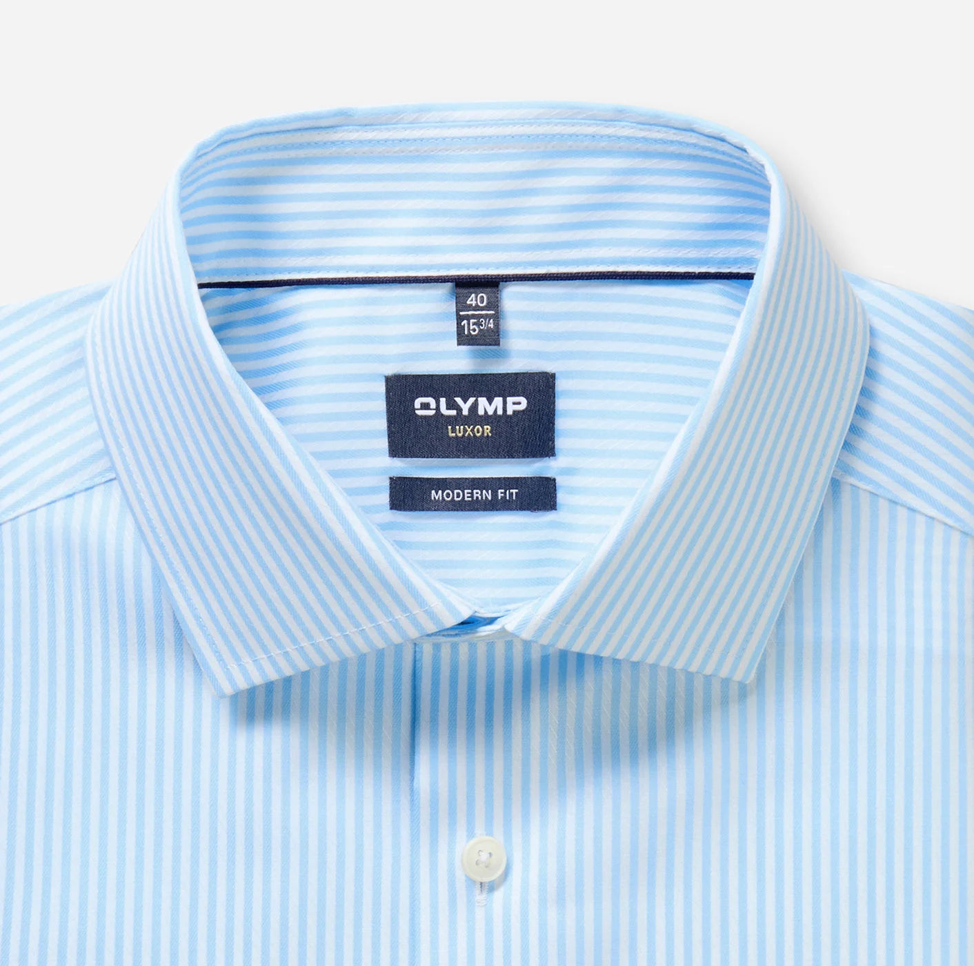 OLYMP LUXOR MODERN FIT TWILL LANGARM HEMD BLAU GESTREIFT