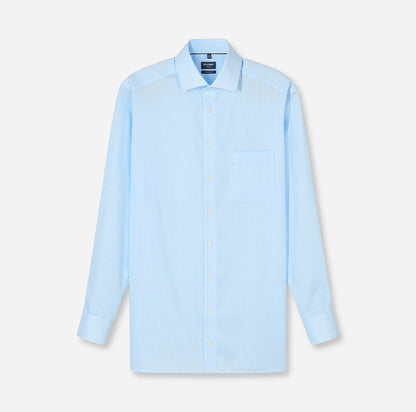 OLYMP LUXOR MODERN FIT TWILL LANGARM HEMD BLAU GESTREIFT