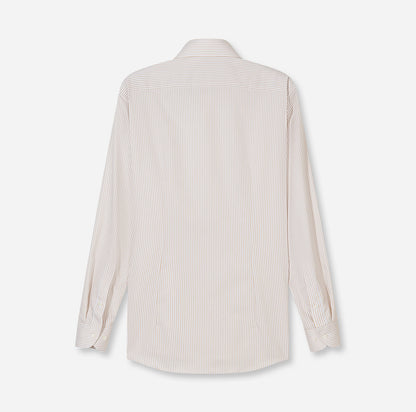 OLYMP LUXOR MODERN FIT TWILL LANGARM HEMD BEIGE GESTREIFT