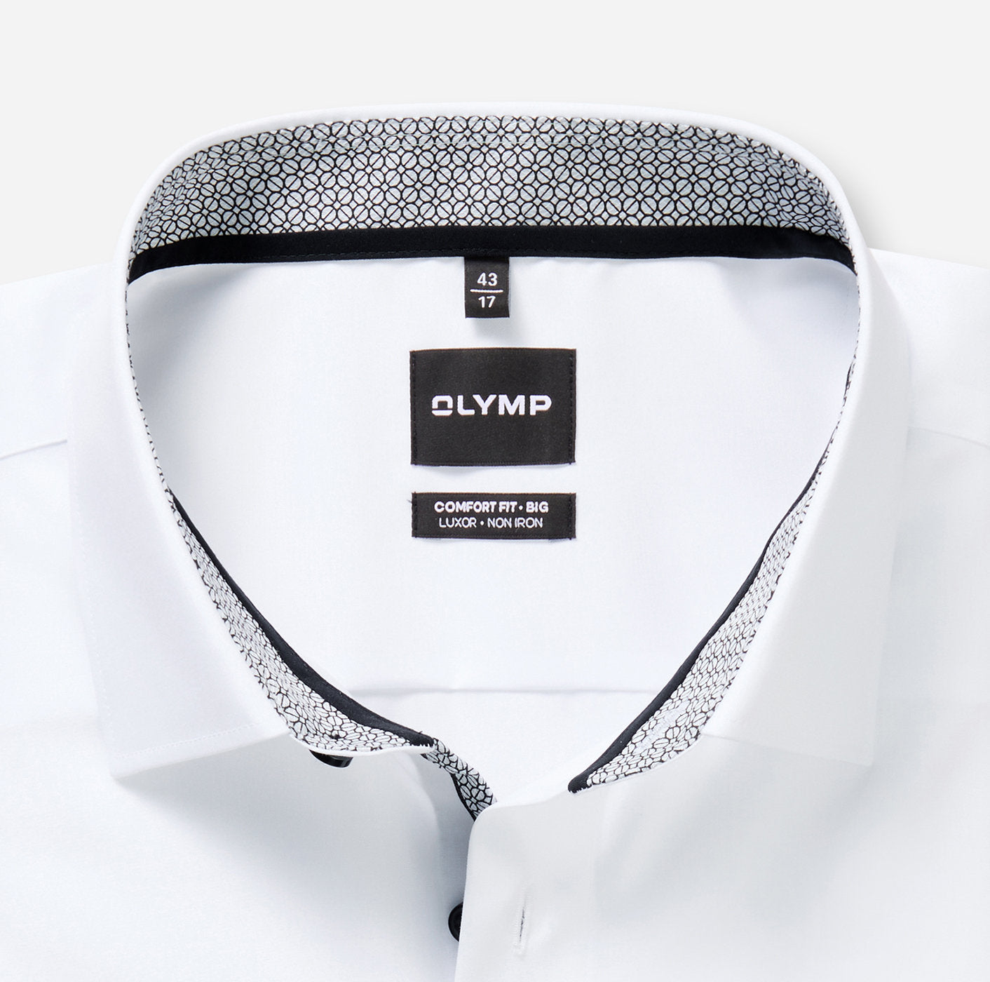 OLYMP LUXOR COMFORT FIT BIG UNI LANGARM HEMD WEISS MIT PATCHUNG