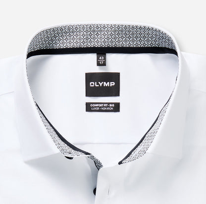 OLYMP LUXOR COMFORT FIT BIG UNI LANGARM HEMD WEISS MIT PATCHUNG
