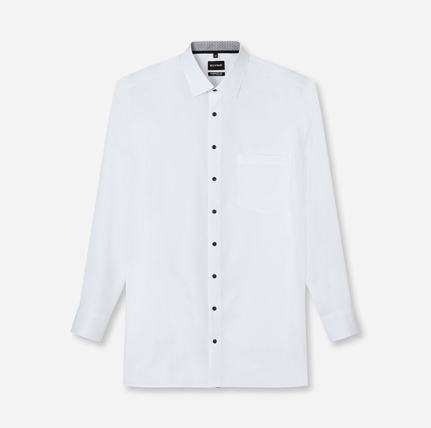 OLYMP LUXOR COMFORT FIT BIG UNI LANGARM HEMD WEISS MIT PATCHUNG