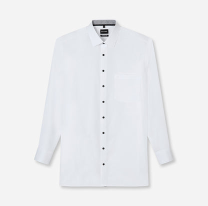 OLYMP LUXOR COMFORT FIT BIG UNI LANGARM HEMD WEISS MIT PATCHUNG