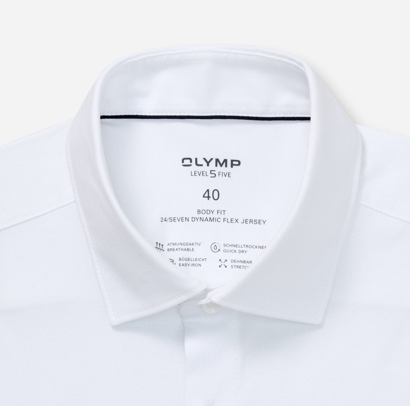 OLYMP LEVEL FIVE BODY FIT FLEX JERSEY LANGARM HEMD WEISS
