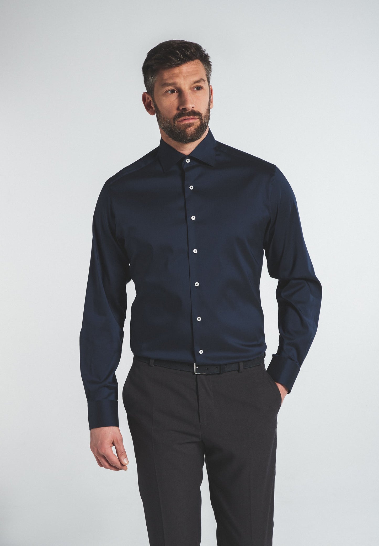 ETERNA LANGARM HEMD MODERN FIT PERFORMANCE SHIRT STRETCH MARINE