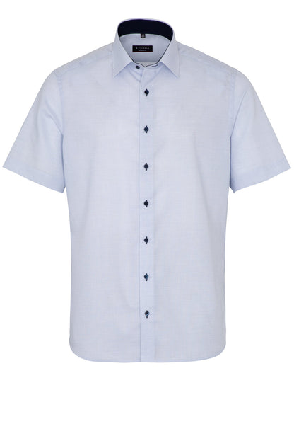 ETERNA KURZARM HEMD MODERN FIT STRUKTUR HELLBLAU