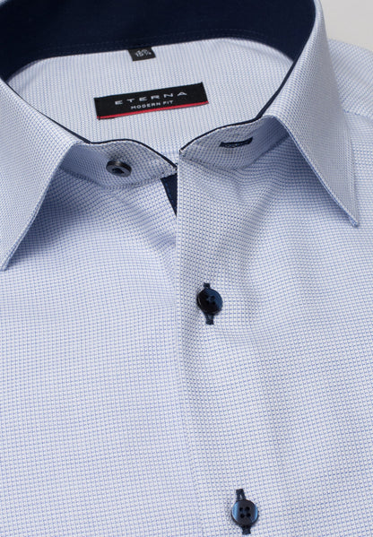 ETERNA KURZARM HEMD MODERN FIT STRUKTUR HELLBLAU