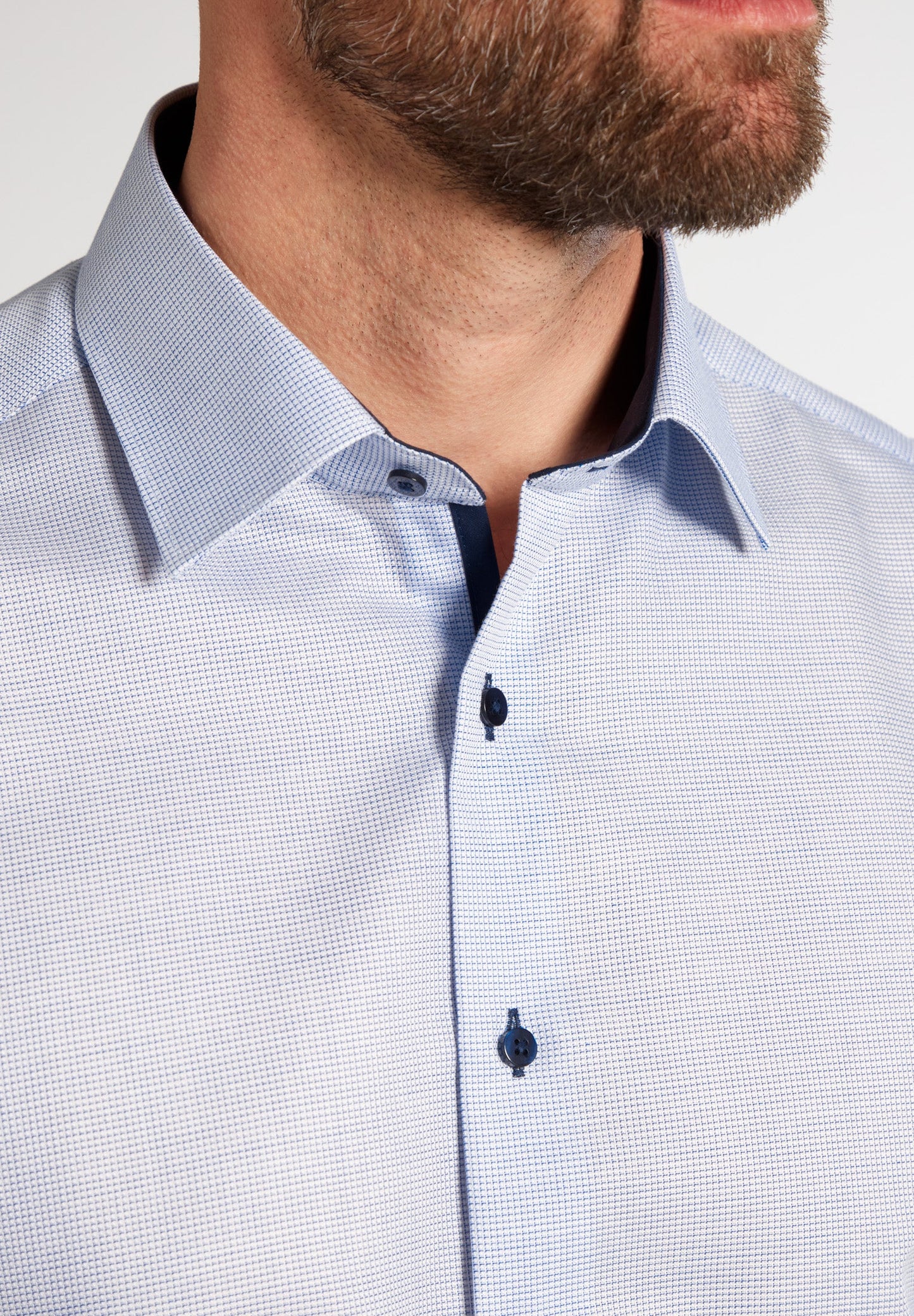 ETERNA KURZARM HEMD MODERN FIT STRUKTUR HELLBLAU