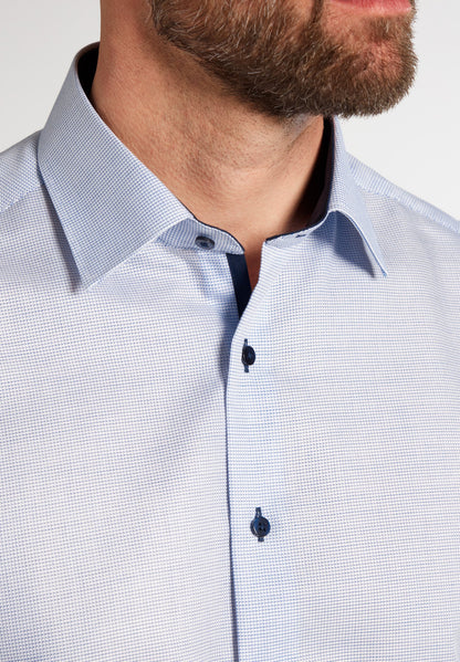 ETERNA KURZARM HEMD MODERN FIT STRUKTUR HELLBLAU