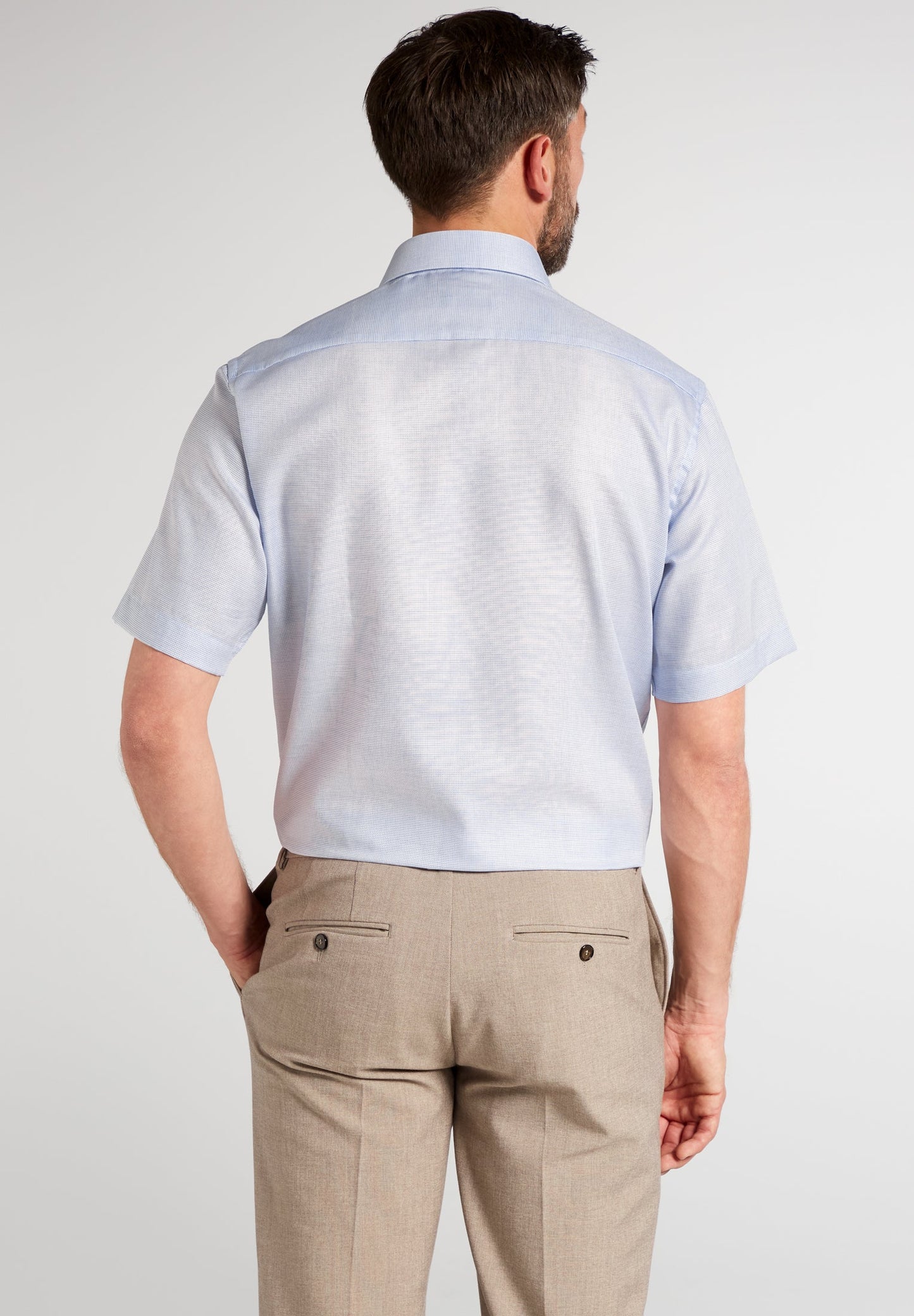 ETERNA KURZARM HEMD MODERN FIT STRUKTUR HELLBLAU