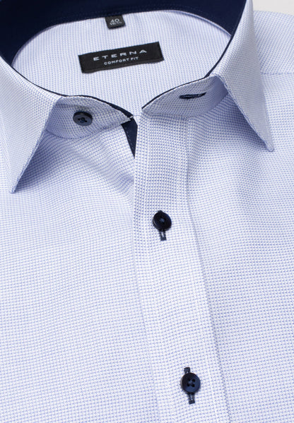 ETERNA KURZARM HEMD COMFORT FIT STRUKTUR HELLBLAU