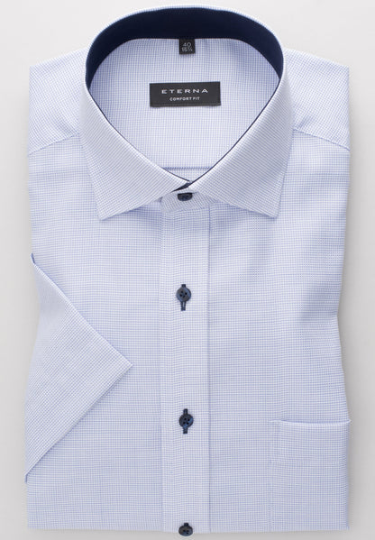 ETERNA KURZARM HEMD COMFORT FIT STRUKTUR HELLBLAU