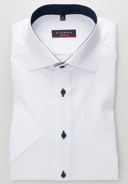 ETERNA KURZARM HEMD MODERN FIT FEIN OXFORD WEISS
