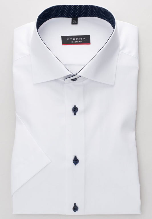 ETERNA KURZARM HEMD MODERN FIT FEIN OXFORD WEISS