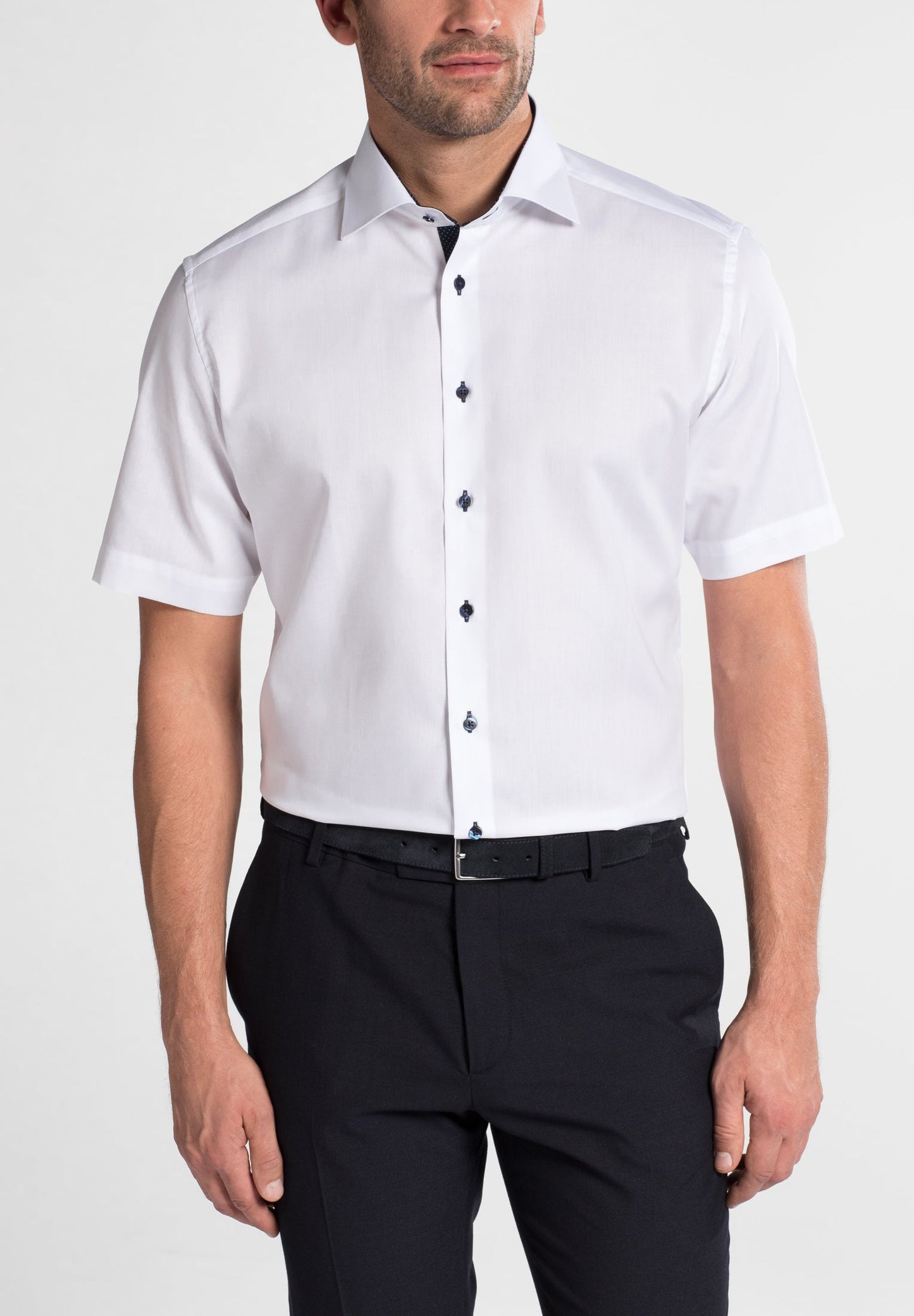 ETERNA KURZARM HEMD MODERN FIT FEIN OXFORD WEISS