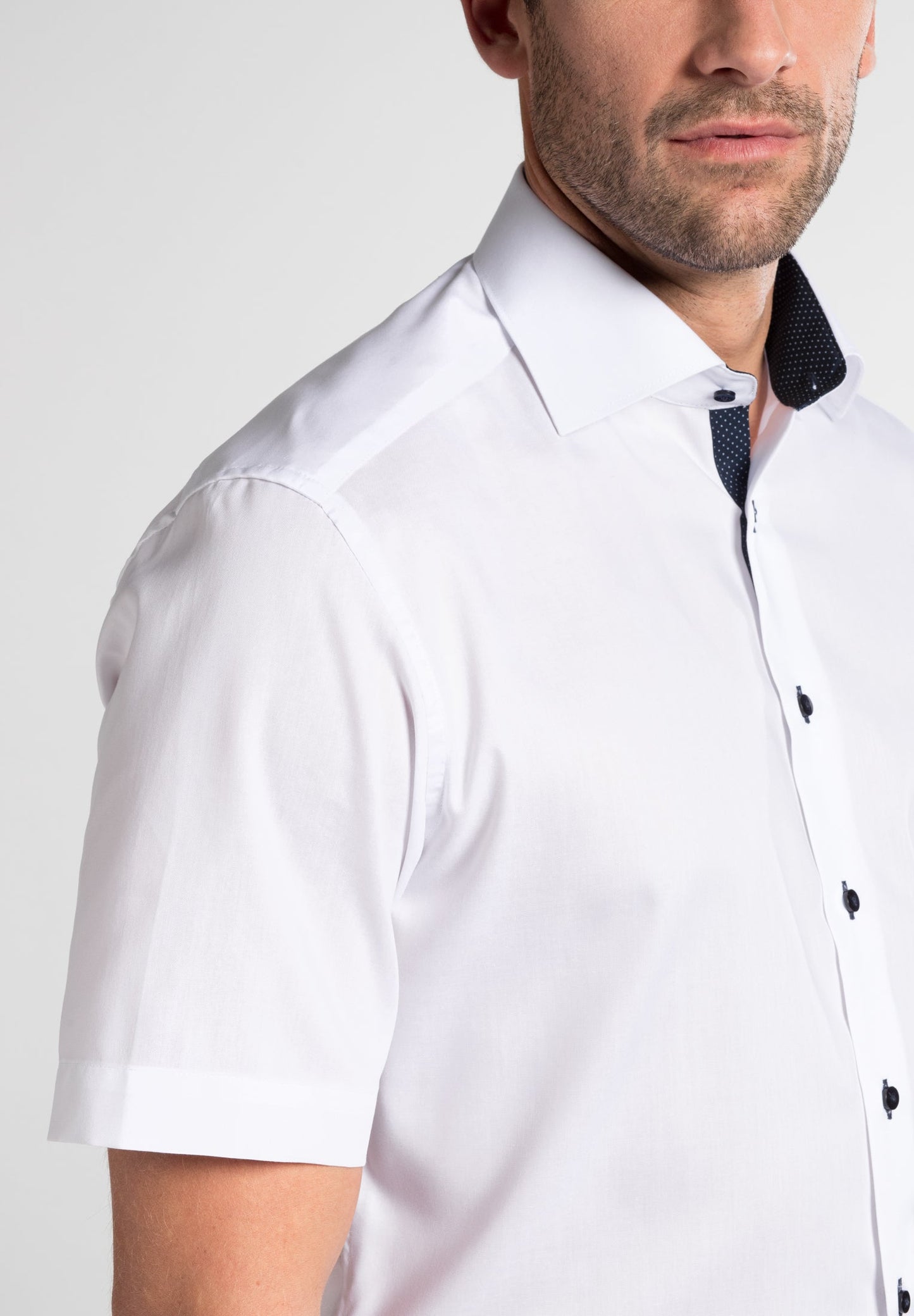 ETERNA KURZARM HEMD MODERN FIT FEIN OXFORD WEISS