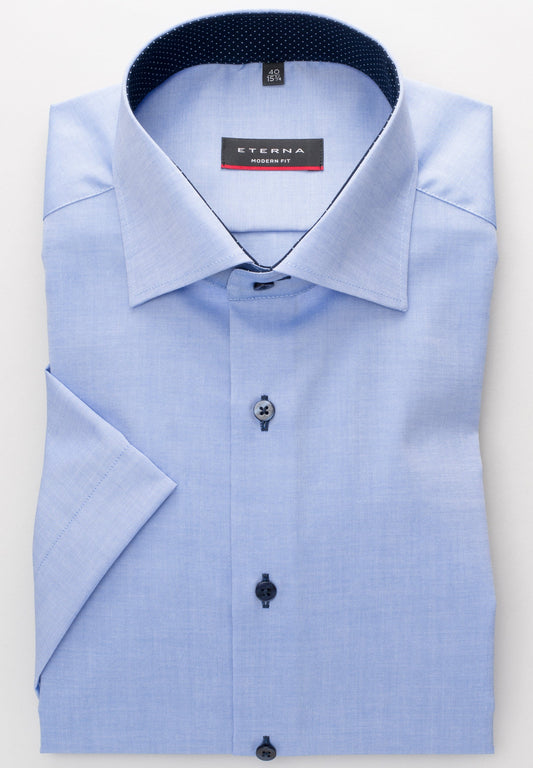 ETERNA KURZARM HEMD MODERN FIT OXFORD MITTELBLAU