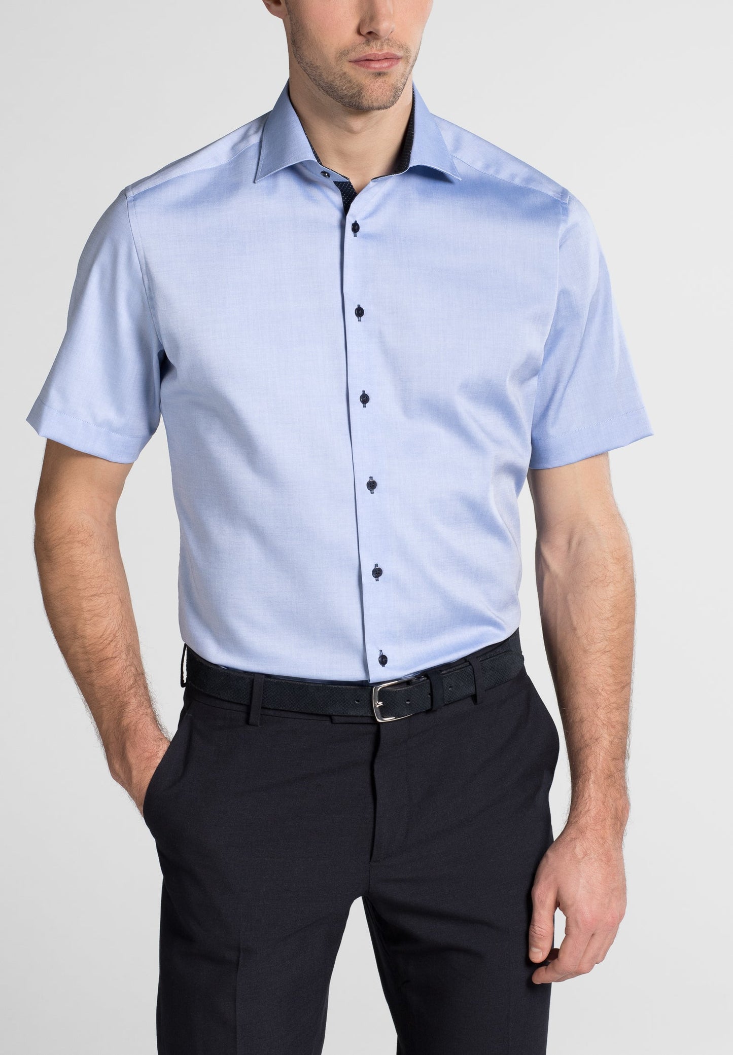 ETERNA KURZARM HEMD MODERN FIT OXFORD MITTELBLAU