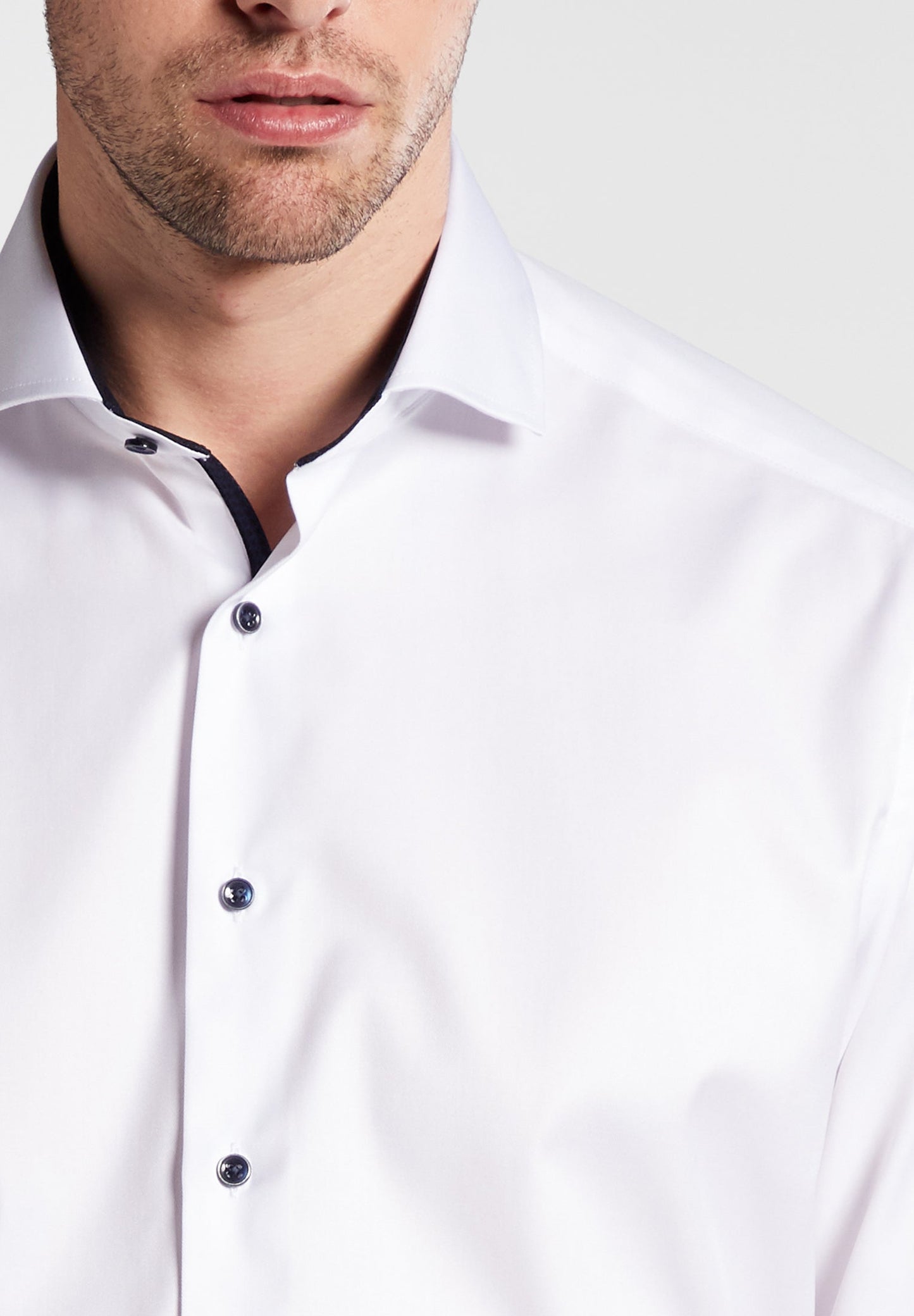 ETERNA LANGARM HEMD COMFORT FIT COVER SHIRT WEISS MIT PATCHUNG
